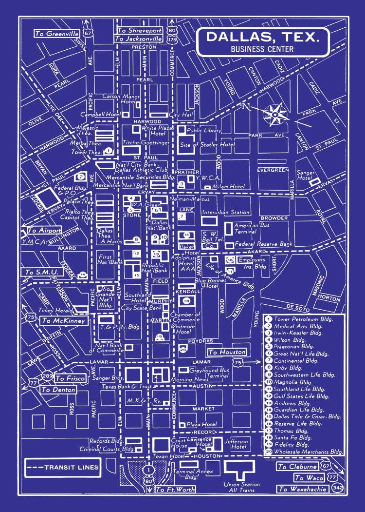 ਨਕਸ਼ਾ ਦੇ downtown ਡੱਲਾਸ